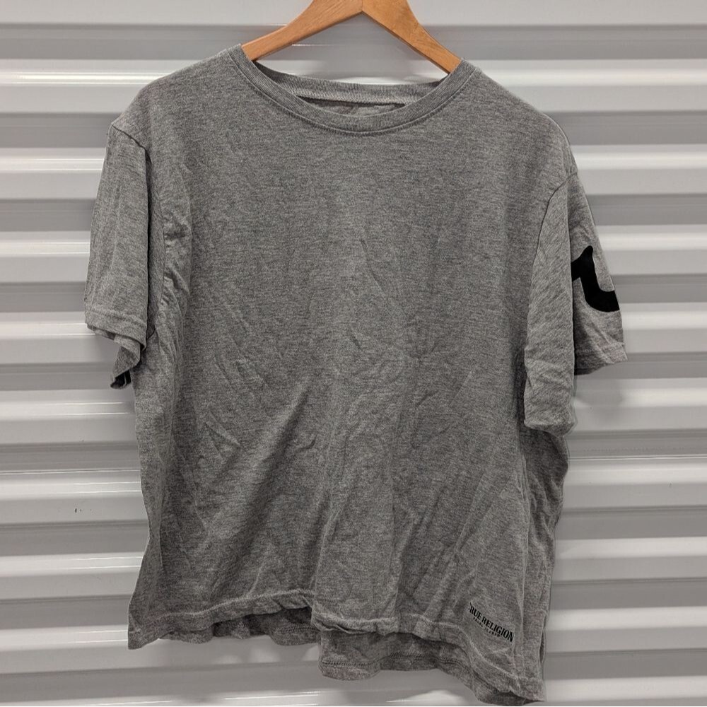 True Religion Size XL Oversized Cropped Gray T-Shirt‎